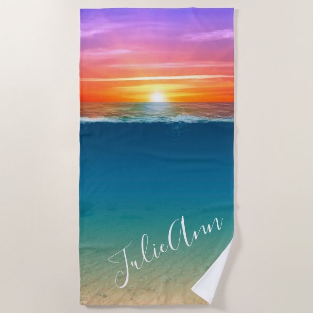 Toalha De Praia Sunset na Praia Personalizada (Frente)