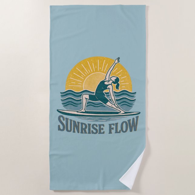 Toalha De Praia SUP Sunrise Flow Paddleboard Yoga | Blue Graphic (Frente)