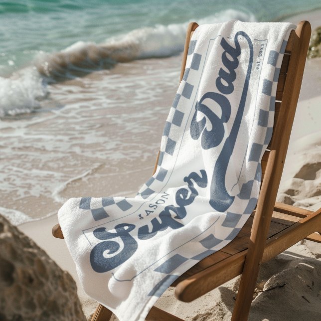 Toalha De Praia Super Pai Estabelecido | Monograma (Criador carregado)