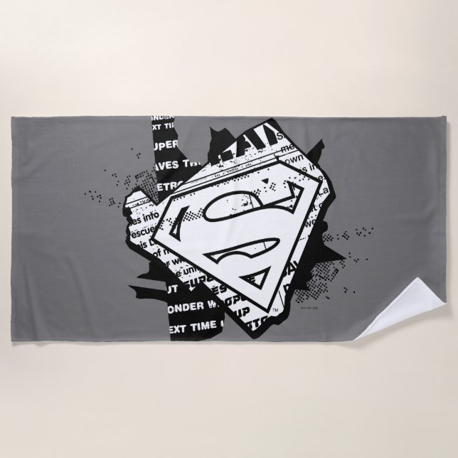 Toalha De Praia Supergirl Newsprint S-Shield (Frente)