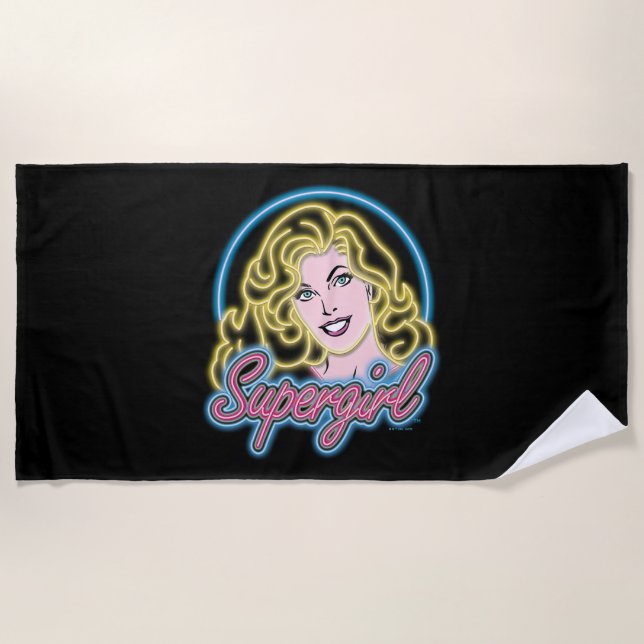 Toalha De Praia Supergirl Retro Neon Lights Graphic (Frente)