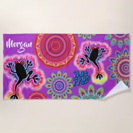 Toalha De Praia Surf de Sapo roxo Psychedelic Beach Towel