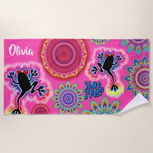 Toalha De Praia Surf Quente do Sapo Psychedelic Beach Towel (Frente)