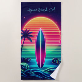 Toalha De Praia Surfar no Neon Sunset