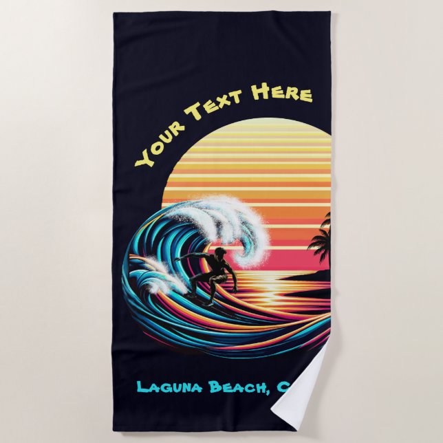 Toalha De Praia Surfar no Sunset (Frente)