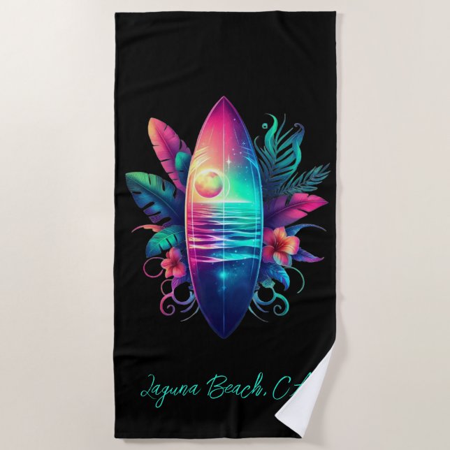 Toalha De Praia Surfboard Tropical Beach- (Frente)