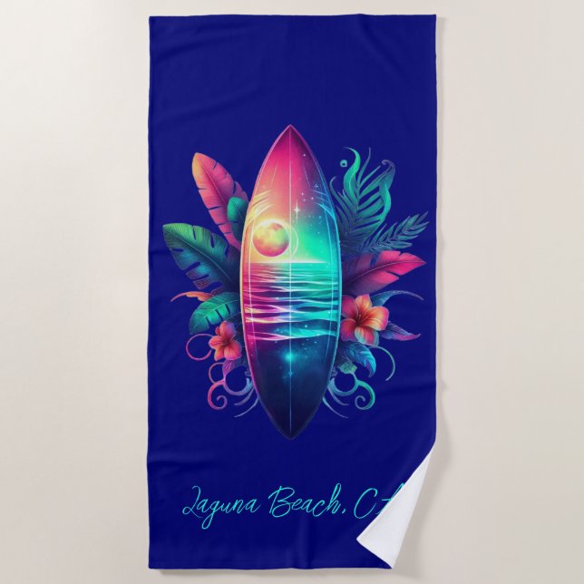 Toalha De Praia Surfboard Tropical Beach- (Frente)