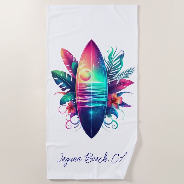 Toalha De Praia Surfboard Tropical Beach- (Frente)