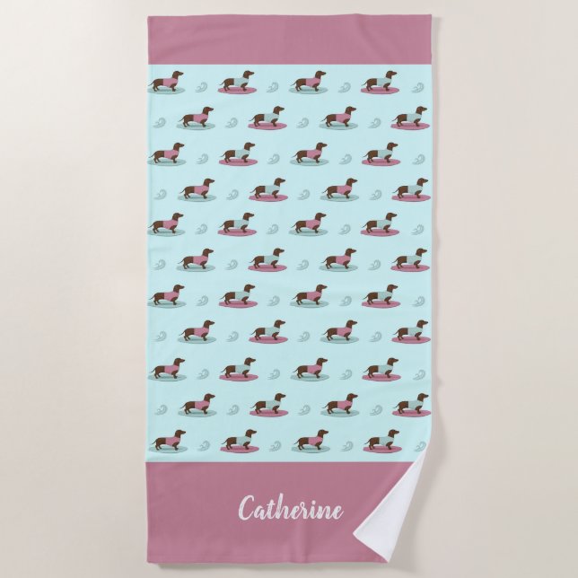 Toalha De Praia Surfing Dachshunicamente Beach Towel (Frente)