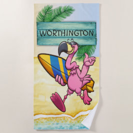 Toalha De Praia Surfing Flamingo Beach Towel