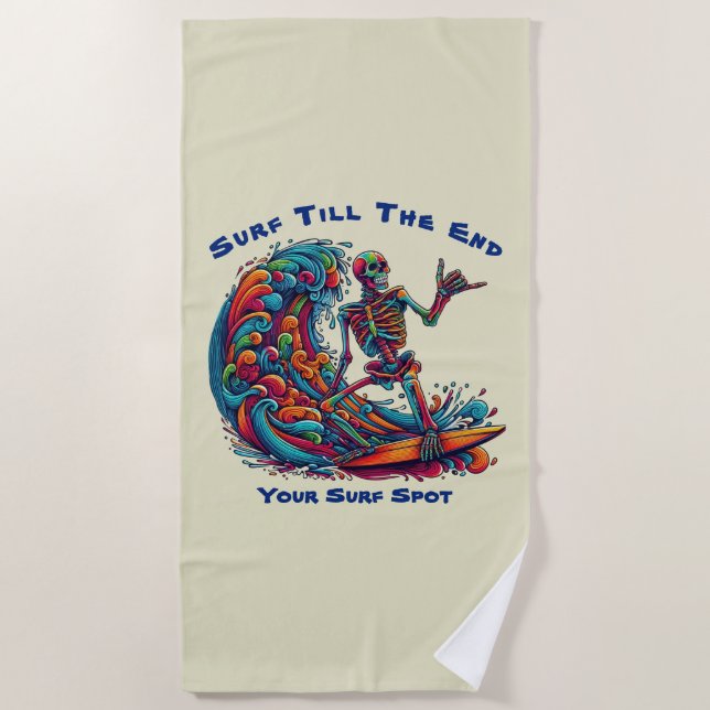 Toalha De Praia Surfista Colorida do Esqueleto (Frente)