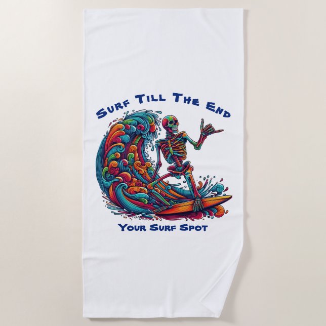 Toalha De Praia Surfista Colorida do Esqueleto (Frente)