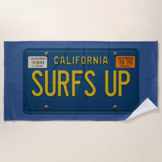 Toalha De Praia Surfs Up Retro 1969 California License Plate Surf