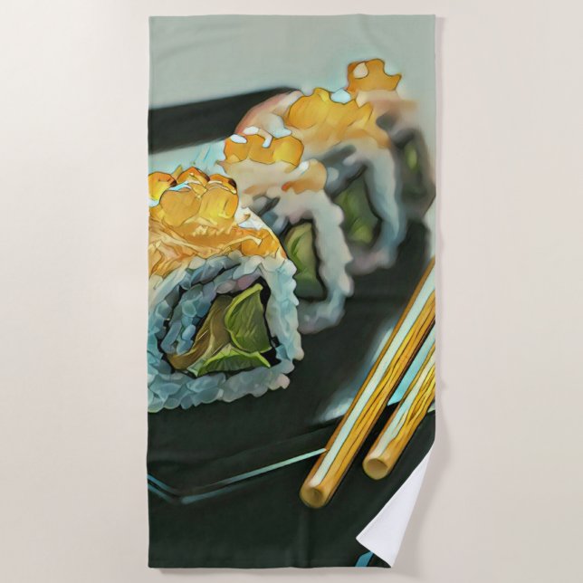 Toalha De Praia Sushi japonês (Frente)