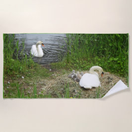 Toalha De Praia Swan Family Beach Towel