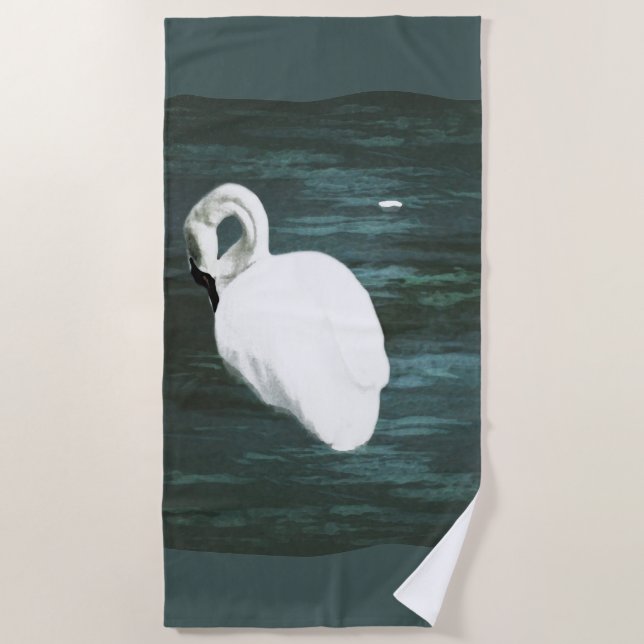 Toalha De Praia Swan no Pond (Frente)