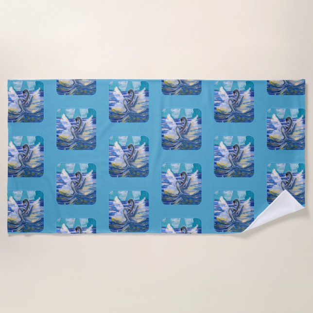 Toalha De Praia Swans "Art by Kids" (Frente)