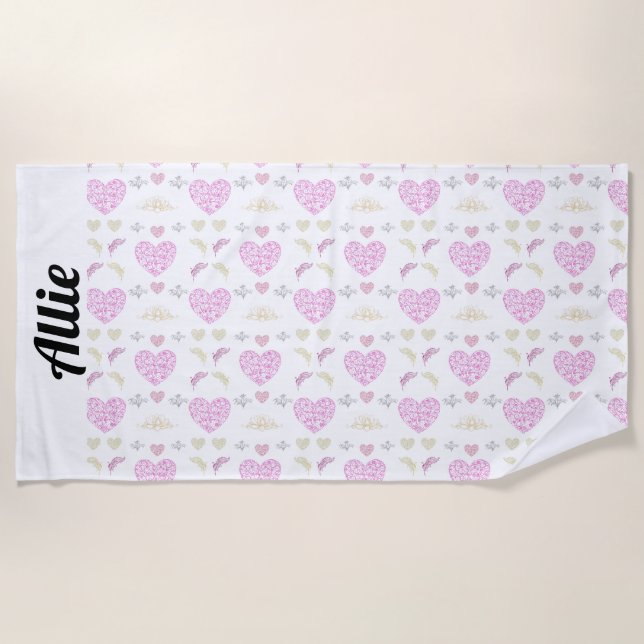 Toalha De Praia Sweet romantic valentine heart (Frente)