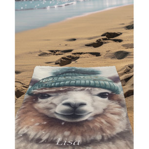 Toalha De Praia Sweet Winter Alpaca, personalizado