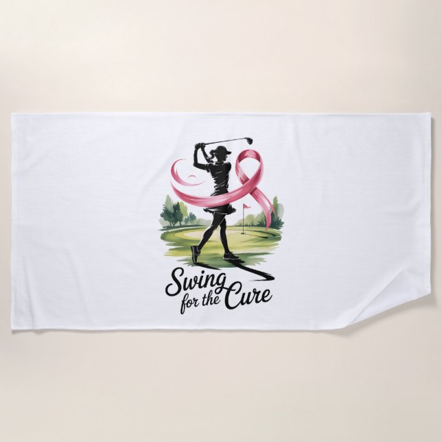 Toalha De Praia Swing para o Cancer do Cure Golf Breast (Frente)