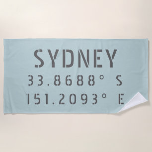 Toalha De Praia Sydney Latitude e Longitude