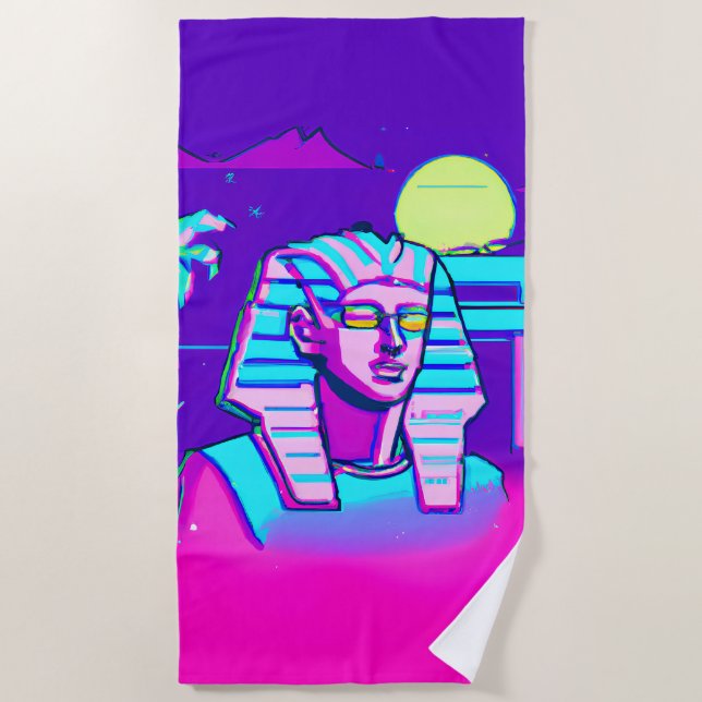 Toalha De Praia Synthwave Pharaoh (Frente)