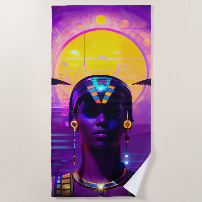 Toalha De Praia Synthwave Pharaoh (Frente)