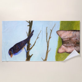 Toalha De Praia Tabby Cats Fala com Pássaros