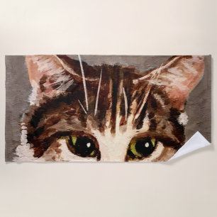 Toalha De Praia Tabby Kitten Tímido e Curioso