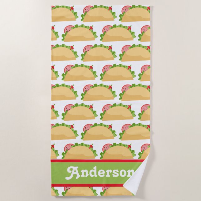 Toalha De Praia Taco Pattern Personalizado Beach Towel (Frente)