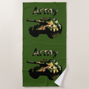 Toalha De Praia Tanque do Exército Khaki Verde, Beach Towel