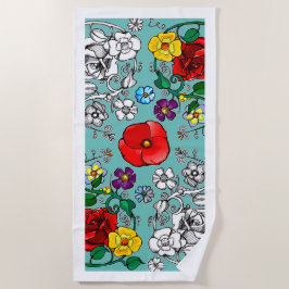 Toalha De Praia Tapis de fleurs au coquelicot