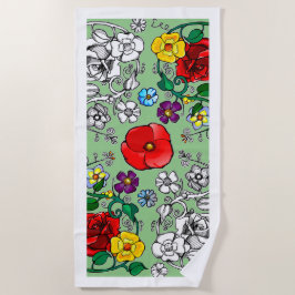 Toalha De Praia Tapis de fleurs au coquelicot