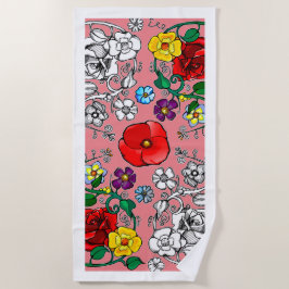 Toalha De Praia Tapis de fleurs au coquelicot