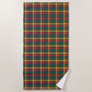 Toalha De Praia Tartan Clan Buchanan Xadrez Amarelo Verde