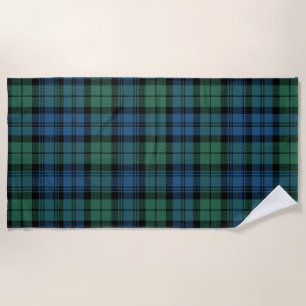 Toalha De Praia Tartan Clan Campbell Xadrez Azul Verde Verificado