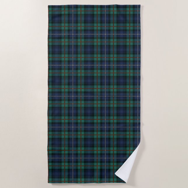 Toalha De Praia Tartan Clan Robertson Xadrez Purple Green Check (Frente)