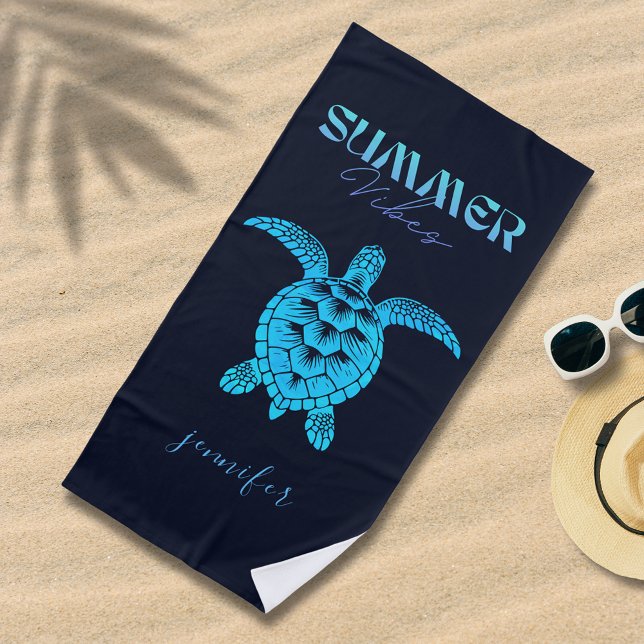 Toalha De Praia Tartaruga Azul-Vedante-Vedante Personalizada (Criador carregado)
