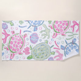 Toalha De Praia Tartarugas do Mar de Aquarela Oceano Costeiro