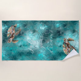 Toalha De Praia Tartarugas do Mar do Sonho Teal