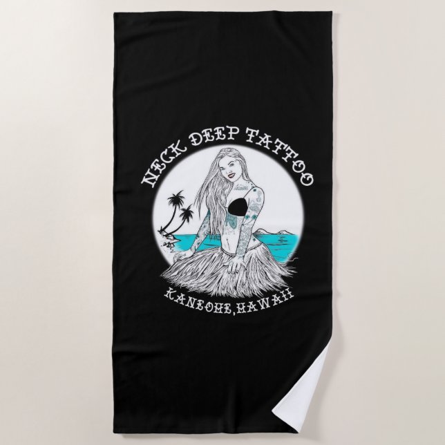 Toalha De Praia Tattoo Hula Girl Beach Towel (Frente)