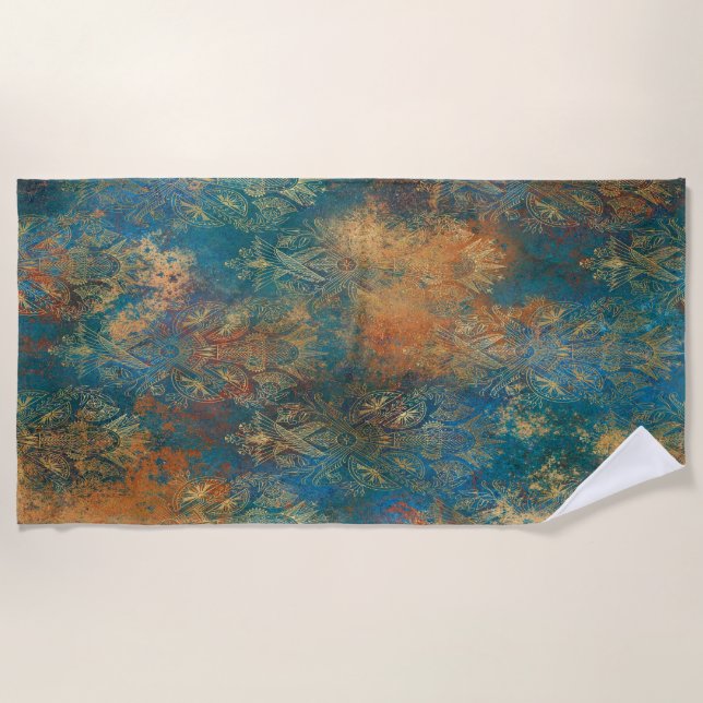 Toalha De Praia Teal Cooper Patina (Frente)