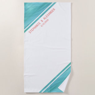 Toalha De Praia Teal Coral Wedding Beach Towel