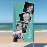 Toalha De Praia Teal Personalizado De 4 Folhas De Filme De Colagem<br><div class="desc">4 Folhas de Filme de Colagem de Fotos Personalizadas,  Teal Beach Towel. Personalize este design personalizado com 4 fotos da família e o seu nome, </div>