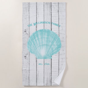 Toalha De Praia Teal Vintage Scallop Shell Beach Towel