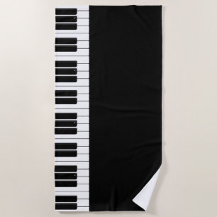 Toalha De Praia Teclado Piano Preto e Branco