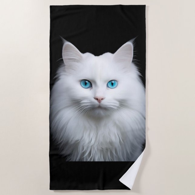 Toalha De Praia Telo Mare Gatto Bianco  (Frente)