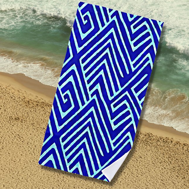 Toalha De Praia Tema Abstrato Geométrico Surf Azul (Criador carregado)