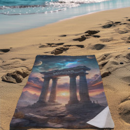 Toalha De Praia Templo Cósmico Antigo - Ruínas da Galáxia Fantasia