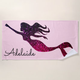 Toalha De Praia Tendy Purple Mermaid Silhouette | Personalizado